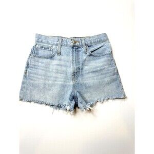 Madewell The Perfect Jean Shorts 25 Light Wash Raw Hem Distressed Denim